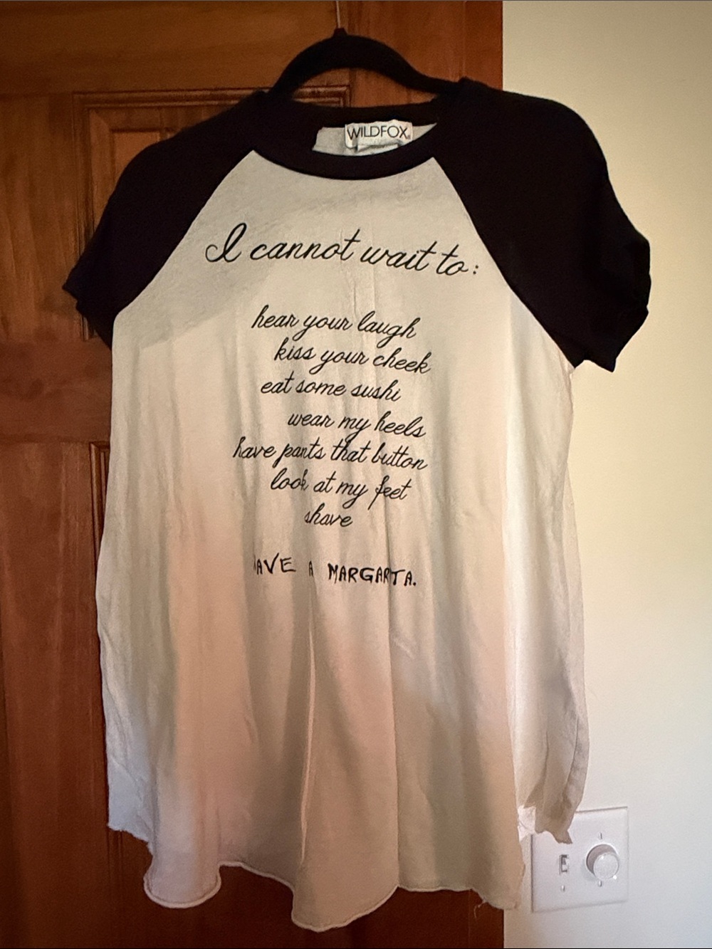 Wildfox White and Black Raglan Script Graphic Tee Maternity